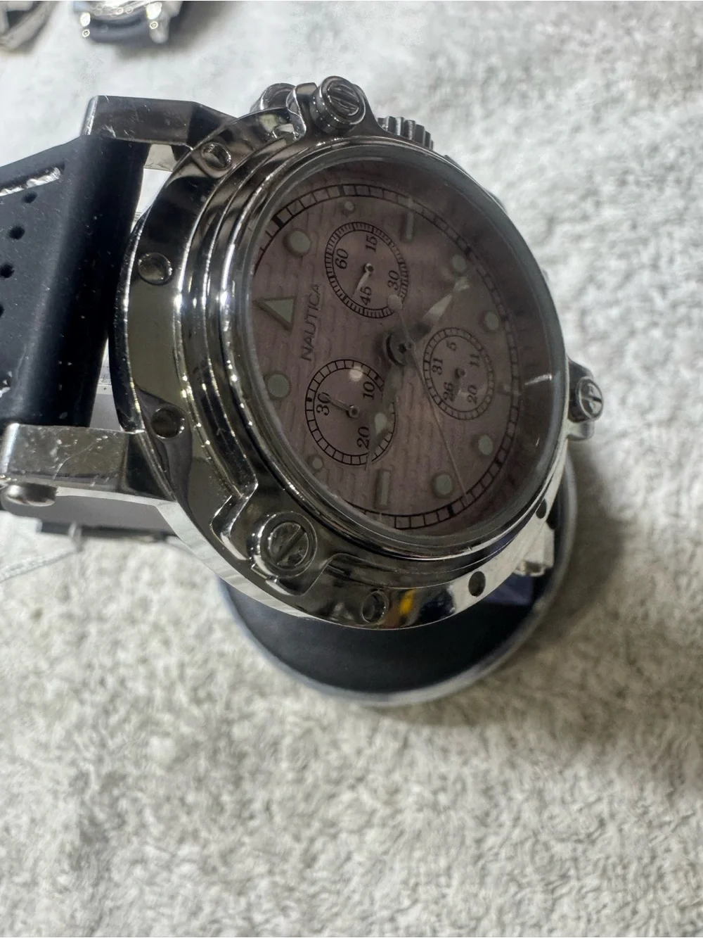 Nautica Stainless Chronograph Watch with Pink Dial